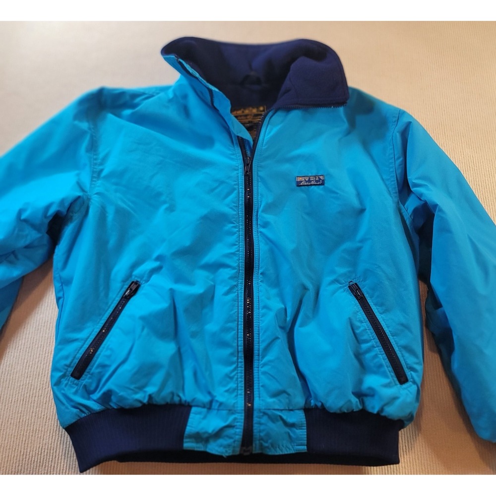 Vtg 80s 90s Womens Eddie Bauer Bomber Zip Jacket tourquois Fleece Lined